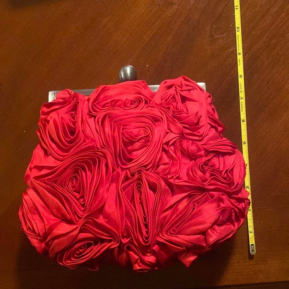 Rose satin clutch